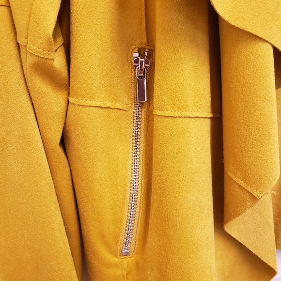 BAGATELLE Faux Suede Long Sleeve Drape-Front Yellow Jacket--M - Picture 6 of 14